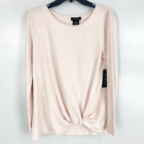 MAX & MIA Sweaters - MAX & MIA Striped Twist Pullover Sweater Blush NWT